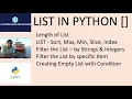 List in Python - Filter list for strings and Integers Slice List Length of List