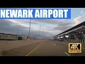 Driving Newark Airport 1 5 laps at sunset 4K incl Terminals A B C