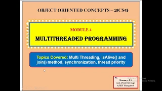 OOC Module 4 Multi Threading isAlive and join method synchronization thread priority PART 3