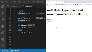 PHP Course - null Data Type isset and unset constructs