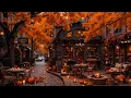 Calm October Fall Morning at Outdoor Coffee Shop Ambience🍂Relaxing Jazz Background Music to Work
