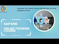 SAP EHS Online Training Course SAP EHS Best Online Career Learning Training program