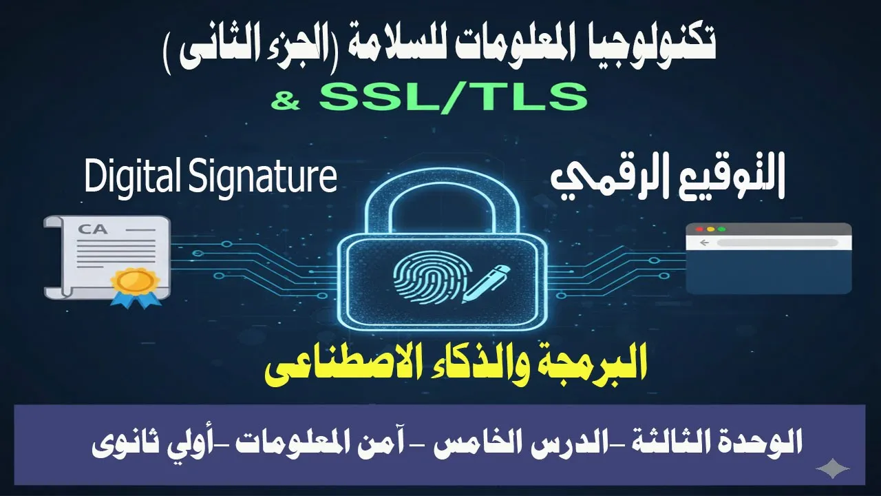 التوقيع الرقمي و SSL/TLS تكنولوجيا المعلومات للسلامة (الجزء 2) الصف الأول الثانوي الوحدة الثالثة