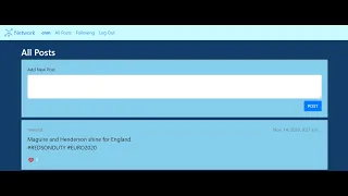 Project 4 Network 2020 edX Course CS50 Web Programming with Python and JavaScript Harvard