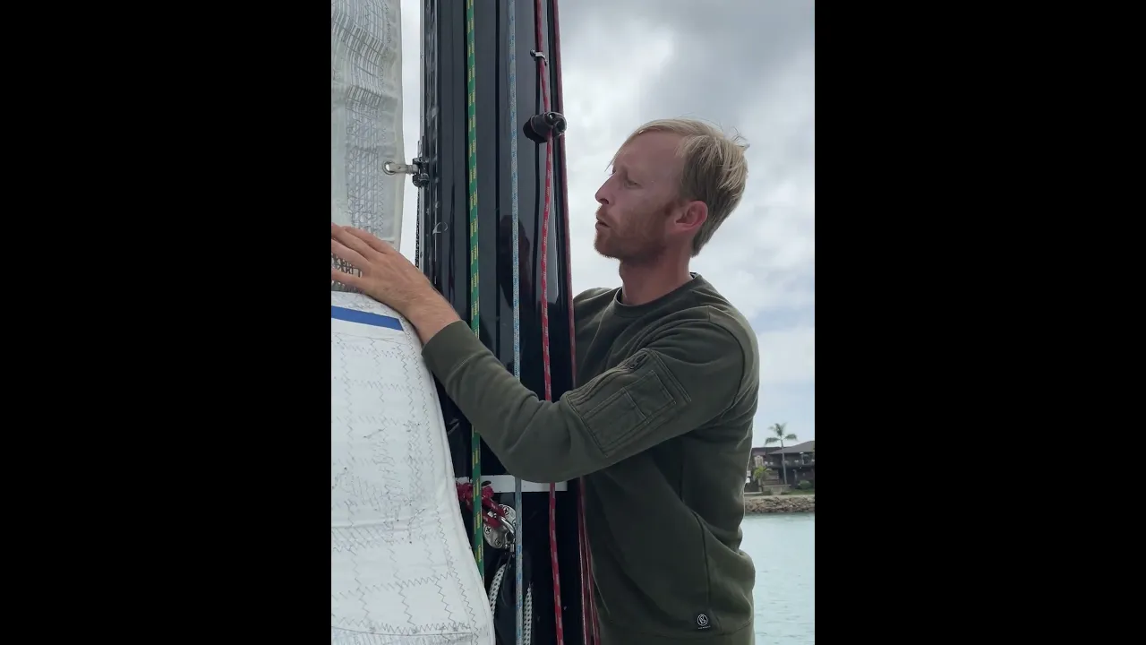 Sewing a Torn Mainsail #ourladydefiant #sailboat #liveaboardlife #boat #sailing