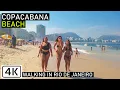 Caminhando na Praia de Copacabana Rio de Janeiro Brasil 4K 2020