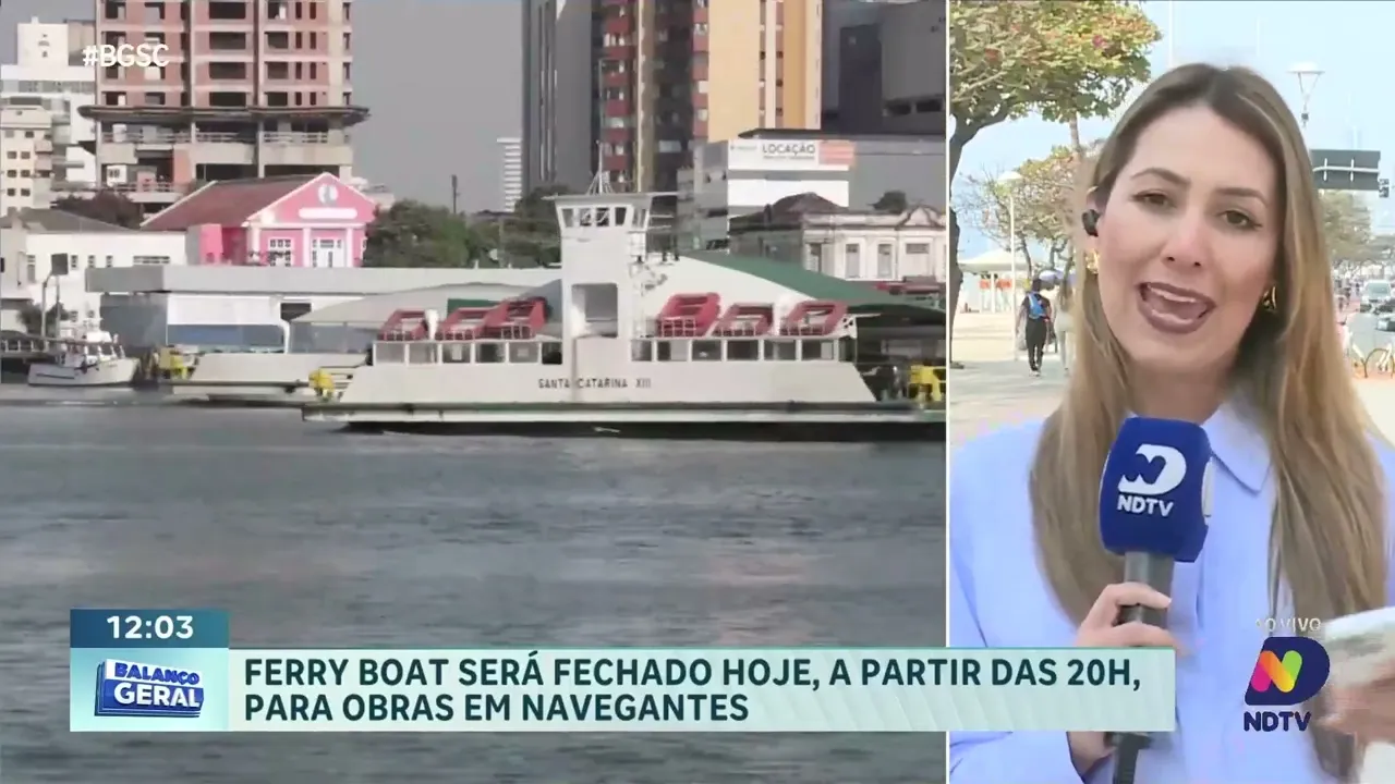 Ferry Boat entre Itajaí e Navegantes será interrompido para obras neste sábado às 20h