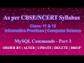 MySQL Commands-Part3 Class 11 Class 12 Informatics Practices Computer Science CBSE NCERT