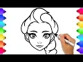 Coloring Elsa Frozen Disney Coloring Book Page How to Draw Elsa Easy for Kids Glitter Art