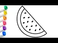 Watermelon Coloring Page for Kids Easy and Fun Fruit Drawing