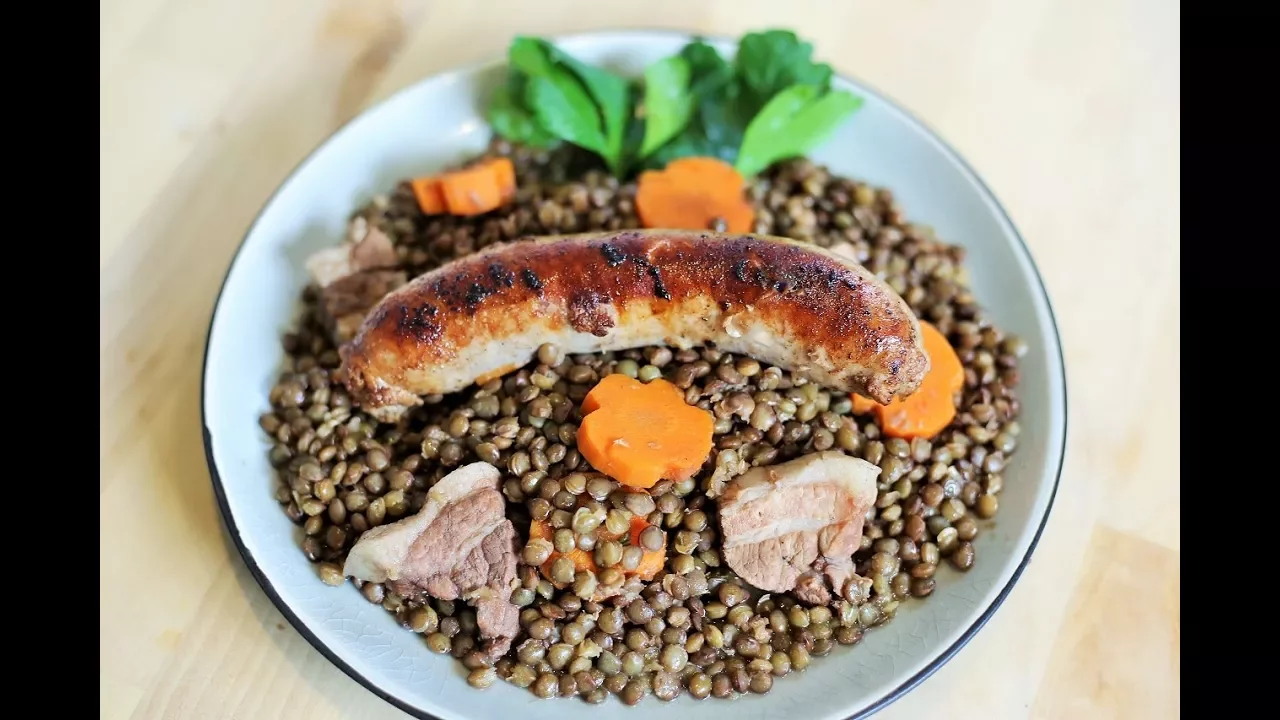 Slow cooked Green Lentils & Sausage -  French Bistro Recipes