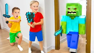 كريس ومايكل يلعبان ماينكرافت في الواقع  دندنها