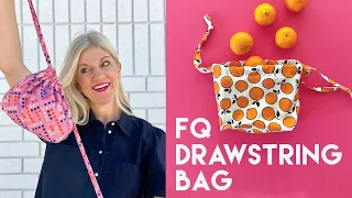 Make a SIMPLE DRAWSTRING BAG with 1 FQ--just a little bit of fabric + no waste!