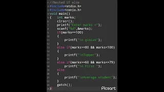 20 C Program Nested if else
