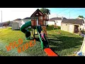 Assembling a Cedar Playhouse Playset Backyard Discovery Skyfort 3