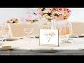 NIUBEE 6Pack 4 x 6 Clear Acrylic Sign Holder with Gold Borders and Vertical Stand Double Sided Tab