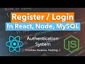 Register and Login Tutorial ReactJS NodeJS MySQL - Cookies Sessions Hashing