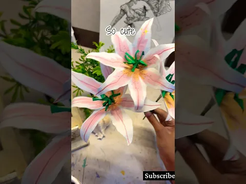 Make these super cute paper lilies in just 2 mins🪼🦚🤭🥂✨💝#art#craft#drawing#cute#shorts #viral ;3