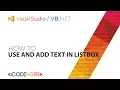 VB NET - How to use and adding text in Listbox