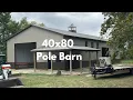 Touring a 40x80 16 post frame shop with taupe ceiling Inside look with R19 sidewall insulation