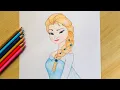 How to Draw Disney Princess ELSA - step by step Disney Frozen Pencil Sketch