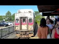 A MBTA Inbound commuter rail train arriving at Gloucester station in Gloucester MA 2026