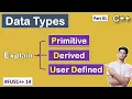 Explain Data types in C Primitive Derived User defined C Data types Lecture 14 14