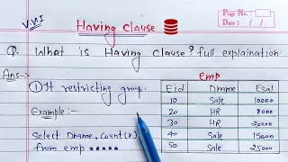having clause in sql Oracle Database
