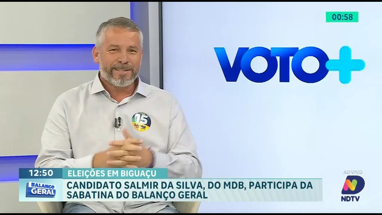 Sabatina do Balanço Geral: Salmir da Silva, do MDB, apresenta propostas para Biguaçu