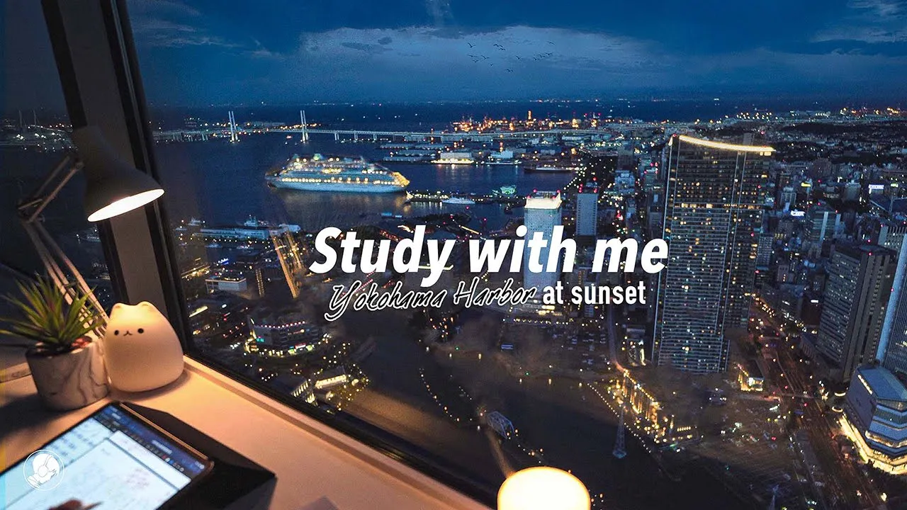 2.5-HOUR STUDY WITH ME / calm piano / 🚢 Yokohama Harbor at SUNSET🌃 / with countdown+alarm 2.5-HOUR STUDY WITH ME / calm piano / 🚢 Yokohama Harbor at SUNSET🌃 / with countdown+alarm