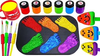 Satisfying Video l How to make Rainbow Toes Cake Bathtubs INTO Glitter Candy Ball Cutting ASMR #2