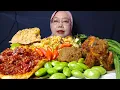 Nasi padang!! Rendang daging ayam bakar peyek udang rebon sambel telor pete cabe rawit daun singkong