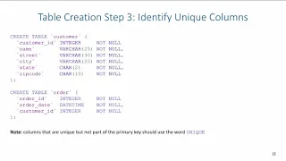SQL DDL Creating Tables Unique and Auto-increment