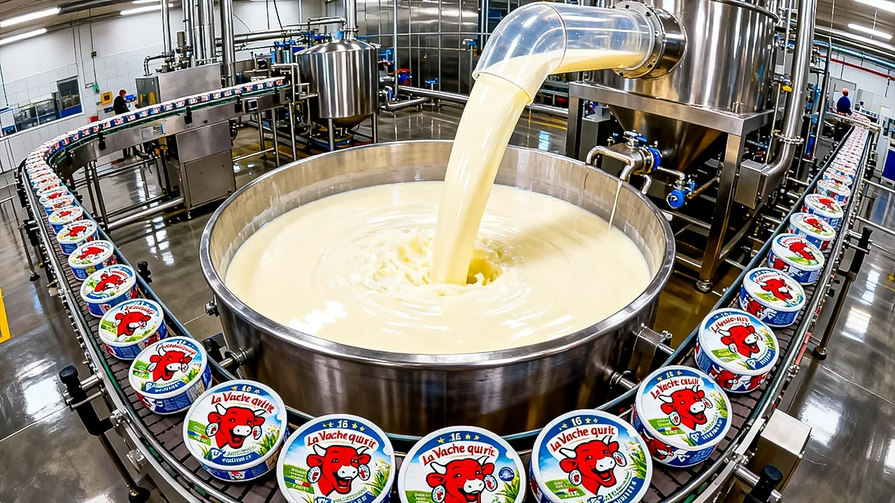 كيف يتم تصنيع جبنة لافاش كيري داخل المصنع – La Vache Qui Rit Factory
