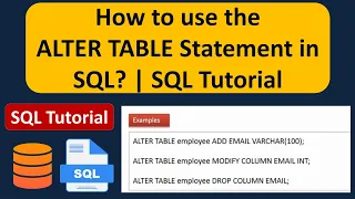 How to use the ALTER TABLE Statement in SQL SQL Tutorial For Beginners Learn SQL