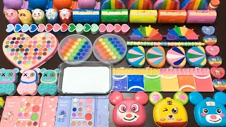 RELAXING WITH COLORFUL VS RAINBOW SLIME ! Mixing MAKEUP, CLAY & Glitter into GLOSSY Slime !!!
