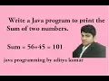 Write a Java program to print the sum of two numbers episode - 2