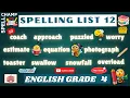 English Grade 4 Spelling List 12