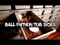 Ball python tub sizes Hatchling Grow out Adult Extra large