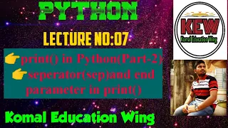 print In Python 3 Part-2 Sep and end parameter in print In Python 3 In Hindi