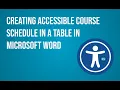 Accessible Course Schedule in Table in Microsoft Word
