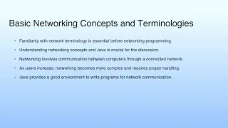 Basic Networking Concepts and Terminologies Lecture 48 Networking with Java