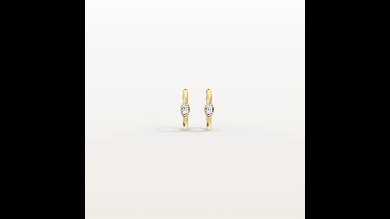 Marquise Lab-Grown Diamond Huggie Hoop Earrings in 14K Gold/Platinum