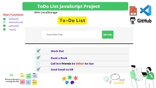To-do list project in JavaScript with localStorage and GitHub source code CRUD Operation