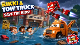 Supercar Rikki & Ziffy Save School Kids Stuck in Flood🚒 | My Little TV