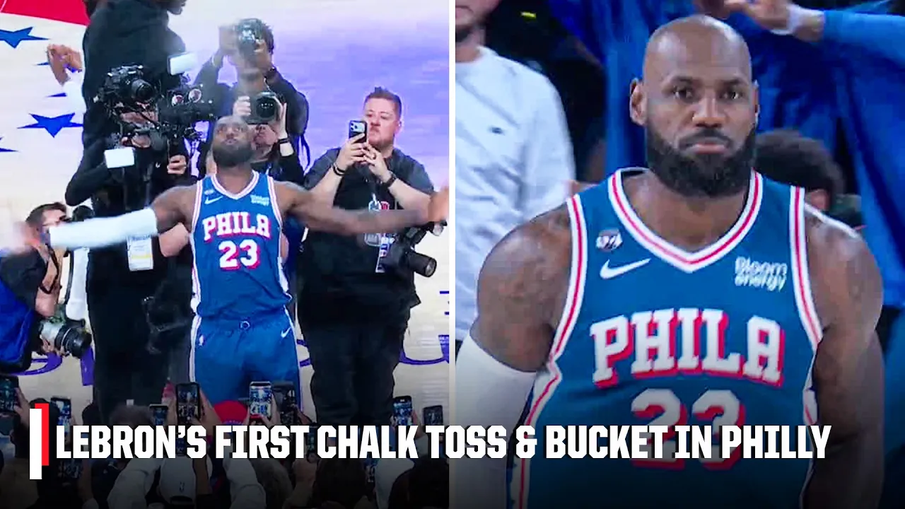 LEBRON JAMES' FIRST CHALK TOSS AND BASKET IN PHILADELPHIA 🔥 | NBA on ESPN