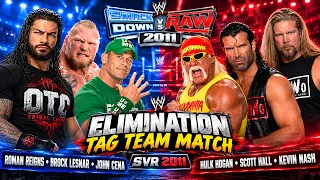 Roman Reigns Brock and John Cena vs Hulk Hogan Scott Hall and Kevin Nash Tag Team Match in SVR11