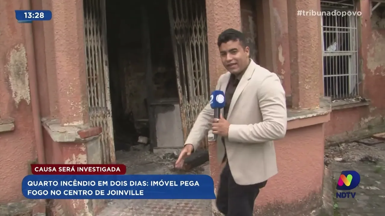 Causa será investigada. Quarto incêndio em dois dias: imóvel pega fogo no centro de Joinville
