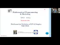 Lecture 4 - Mathematical Solution of LP Simplex Algorithm