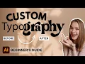 HOW TO MANIPULATE TYPOGRAPHY Customise Type in Adobe illustrator Beginner Graphic Design Tutorial